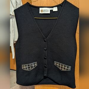 Christine Alexander Black Sweater Vest with Sparkling Accents